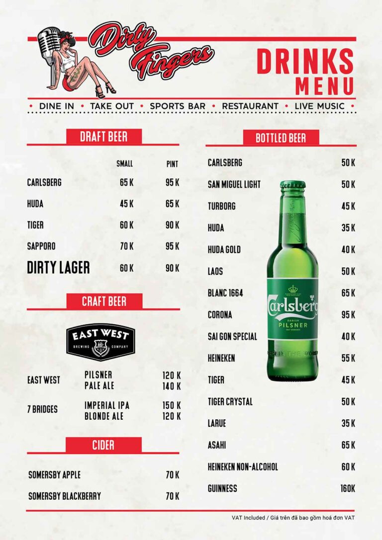 Dirty Fingers - Drink Menu