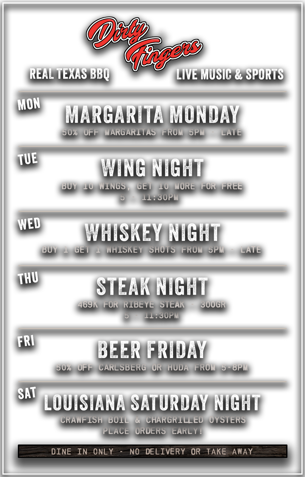 Dirty Fingers - Weekly Specials